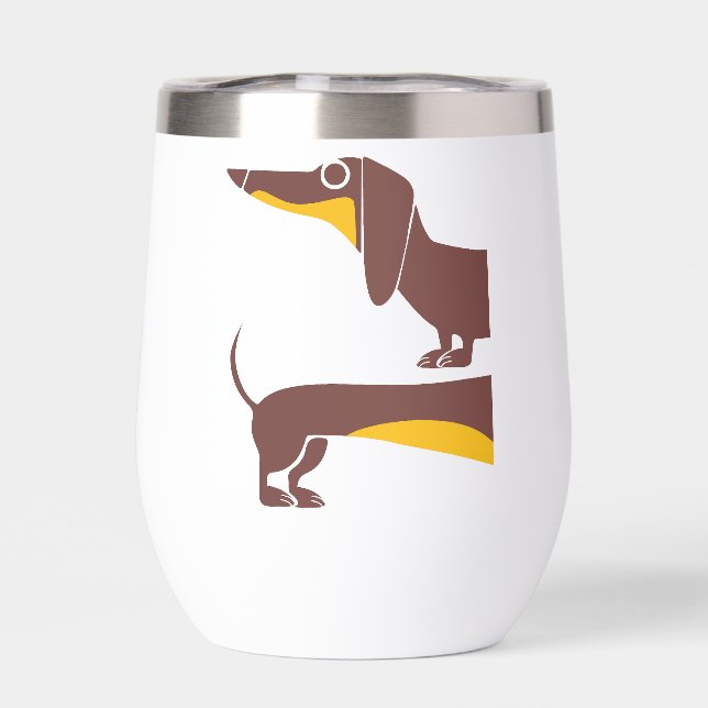 Funny cute dachshund for long dog parent thermal wine tumbler (Back)