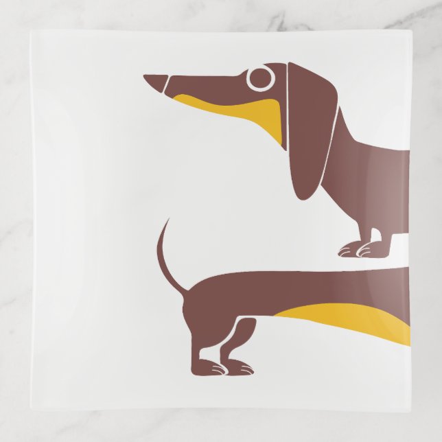 Funny cute dachshund for long dog parent trinket tray (Front)