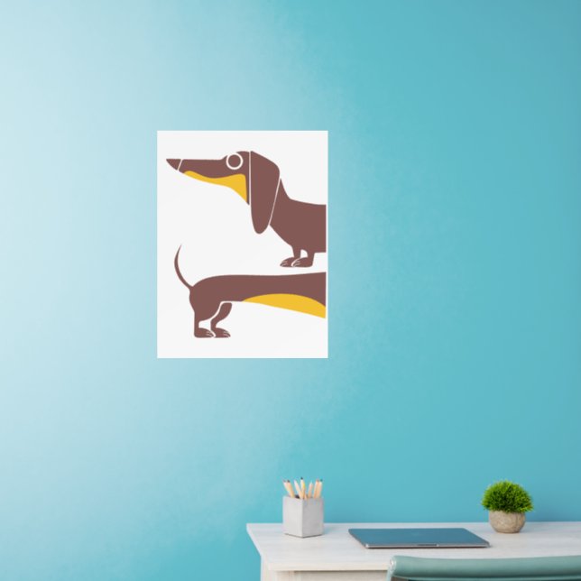 Funny cute dachshund for long dog parent wall decal  (Home Office)