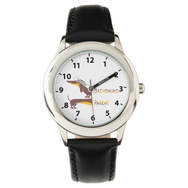 Funny cute dachshund for long dog parent watch (Front)