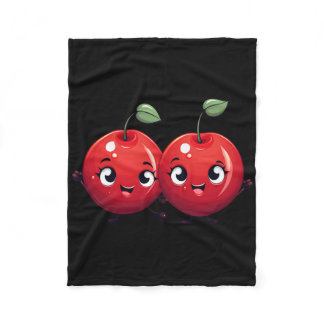 Funny Cute Dancing Cherries Happy Dance Couple Red Fleece Blanket