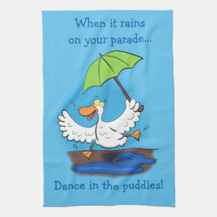 Funny cute dancing duck cartoon kitchen towel