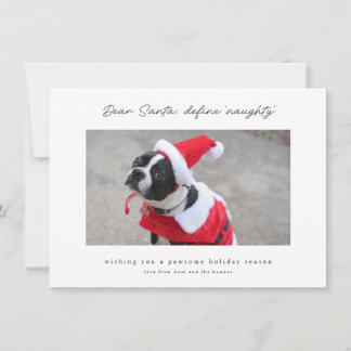 Funny & Cute Define Naughty Dog Holiday Card