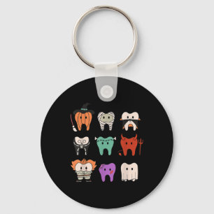 Funny Cute Dental Hygiene Monsters Teeth Squad Hal Keychain