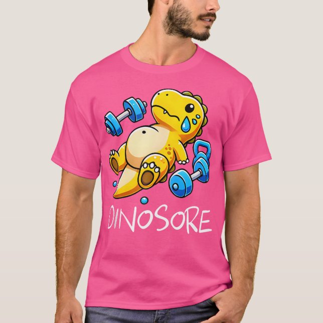 Funny Cute Dinosaur Workout Gym Fitness Weightlift T-Shirt (Front)