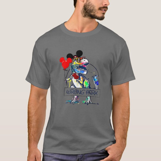 Funny Cute Dinosaur Wrong Tyrannosaurus Park Glass T-Shirt (Front)