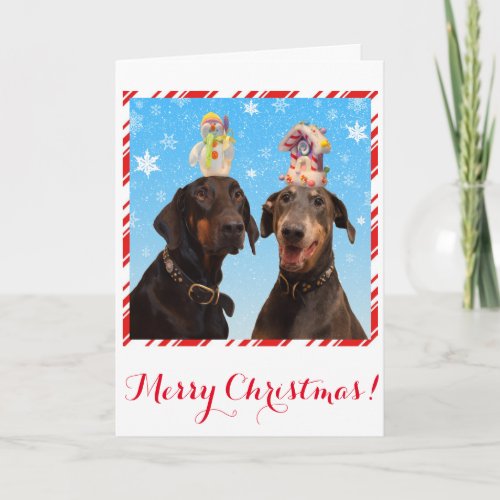 Funny cute Doberman dog Christmas card