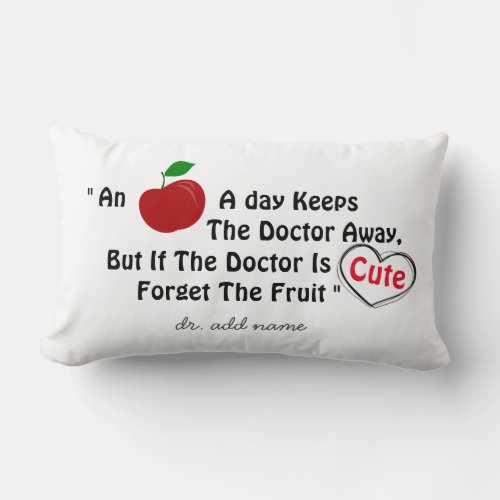 Funny Cute Doctor Red Apple Joke custom Name Lumbar Pillow