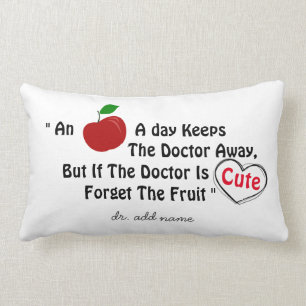 Funny Cute Doctor Red Apple Joke custom Name Lumbar Pillow