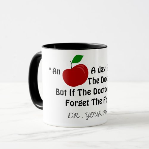 Funny Cute Doctor Red Apple Joke Personalized Name Mug