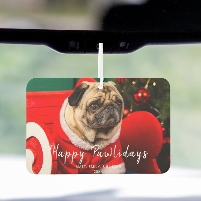 Funny Cute Dog Christmas Photo Happy Pawlidays  Air Freshener (Creator Uploaded)