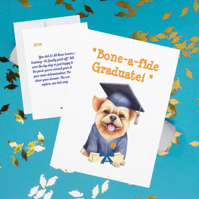 Funny Cute Dog Graduation Greeting Card (Creator Uploaded)