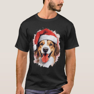 Funny cute dog lover celebrating Christmas with ha T-Shirt
