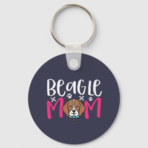 Funny Cute Dog Lover Puppy Pet Owner Beagle Mom Keychain