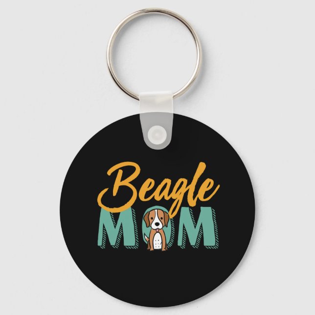Funny Cute Dog Lover Puppy Pet Owner Beagle Mom Keychain (Front)