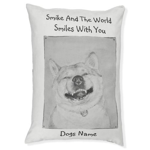 funny cute dog picture with happy slogan pet bed