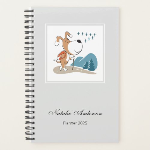 Funny Cute Dog Puppy Hiking Personalized 2025 Planner