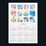 Funny Cute Dog Puppy Year 2026 Magnetic Calendar<br><div class="desc">This 2026 Magnetic Card Calendar features twelve (for each month) illustrations of cute Puppy. Each illustration reflects the time of the year and month. Little Dog takes part in the various sports and outdoors activities such as ice skating, fishing, kayaking, hiking, riding a bicycle, or just decorating a Christmas Tree....</div>