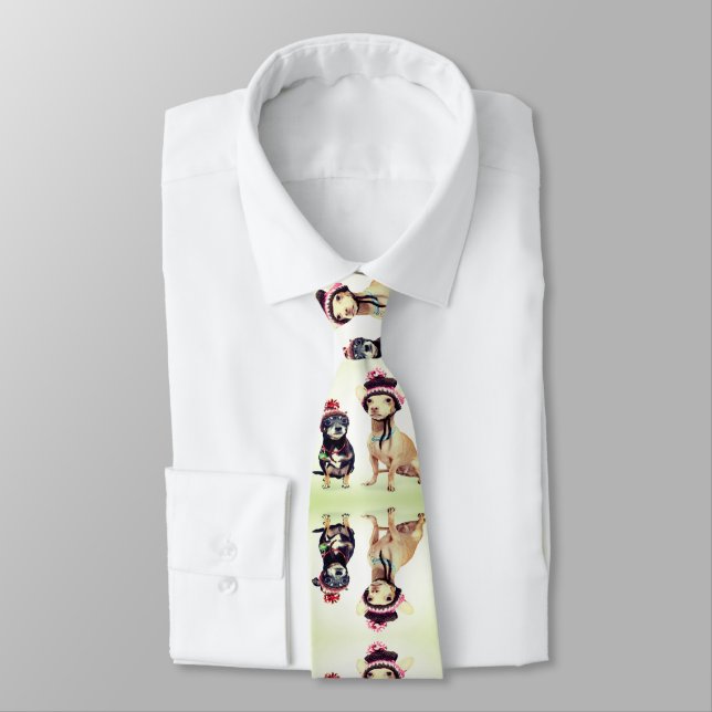 Funny Cute Dogs Neck Tie (Tied)
