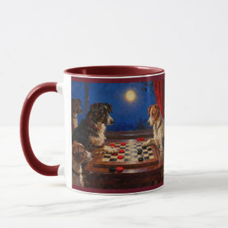 Funny Cute Dogs Playing Checkers Gift Coffee Mug