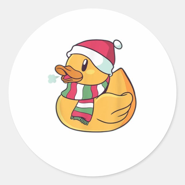 Funny Cute Dub Duck Christmas Classic Round Sticker (Front)