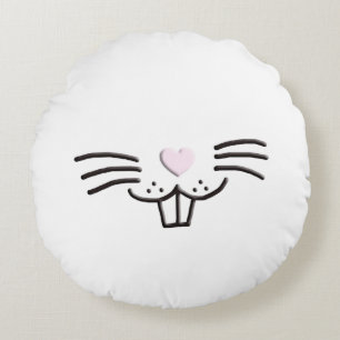 Funny cute Easter bunny face cartoon illustration Round Pillow