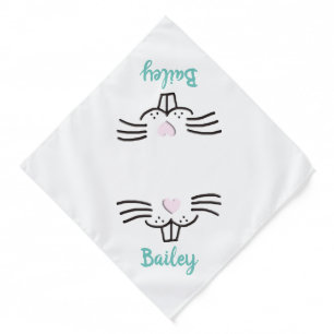Funny cute Easter bunny face custom name dog Bandana