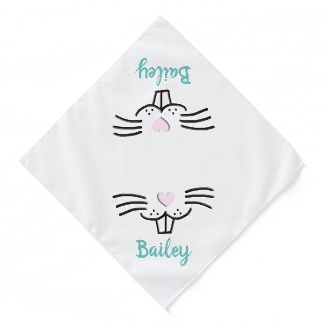Funny cute Easter bunny face custom name dog Bandana (Front)