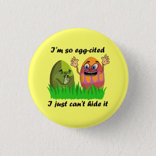 Funny Cute Easter Eggs Cartoon Button