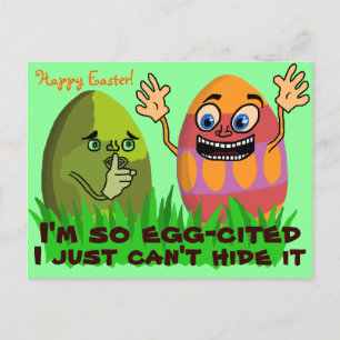 Funny Cute Easter Eggs Cartoon Holiday Postcard