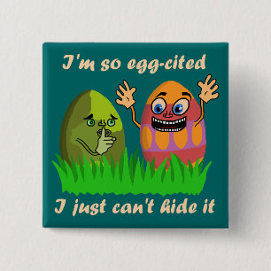 Funny Cute Easter Eggs Cartoon Pinback Button