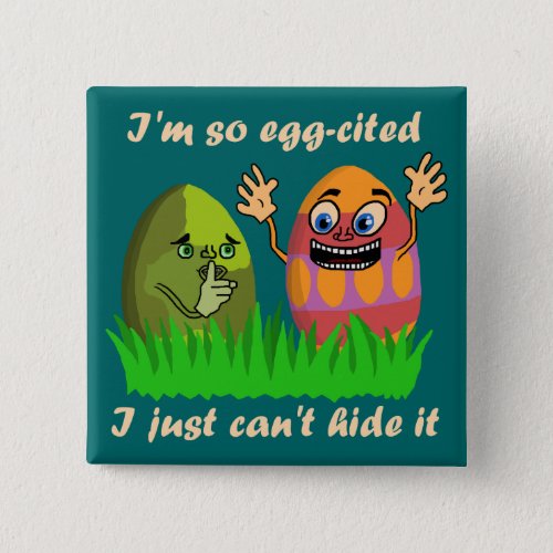 Funny Cute Easter Eggs Cartoon Pinback Button