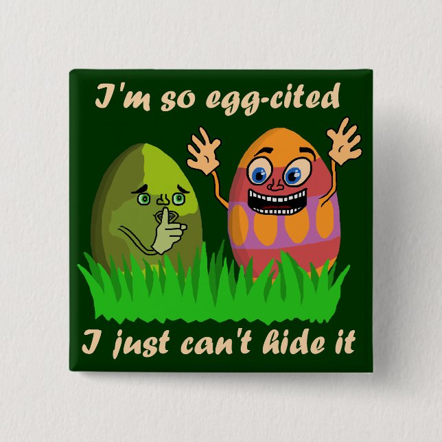 Funny Cute Easter Eggs Cartoon Pinback Button (Front)