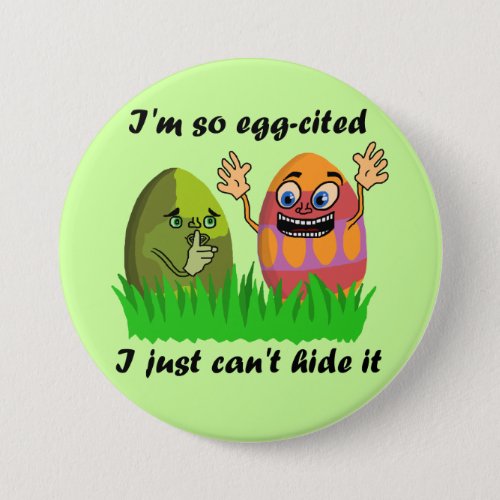 Funny Cute Easter Eggs Cartoon Pinback Button