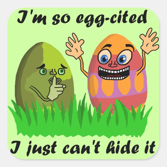 Funny Cute Easter Eggs Cartoon Square Sticker