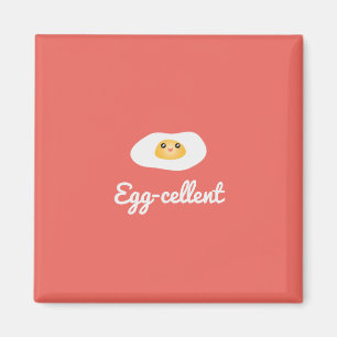 Funny Cute Egg Eggcellent Humorous Food Pun Fun Magnet