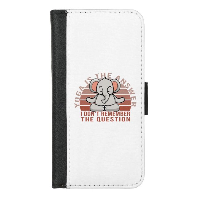 Funny cute elephant doing yoga. funny yoga design iPhone wallet case (Front)