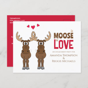 Funny Cute Engagement Party Whimsical Moose Postcard