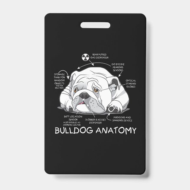 Funny Cute English Bulldog Anatomy Dog Biology Badge (Front)