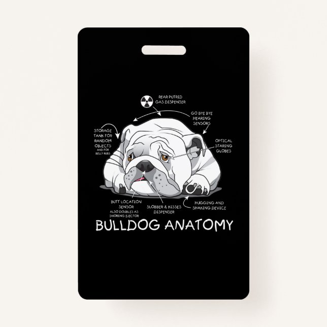 Funny Cute English Bulldog Anatomy Dog Biology Badge (Front)