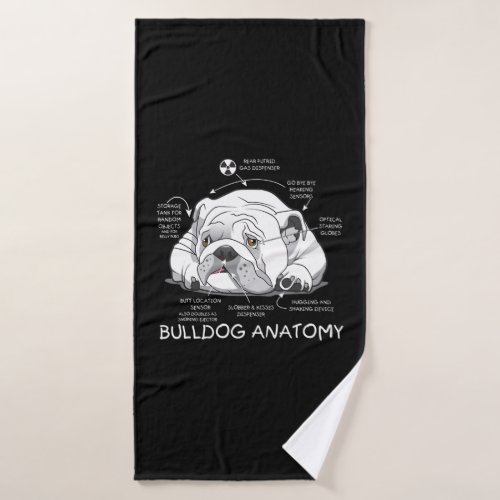 Funny Cute English Bulldog Anatomy Dog Biology Bath Towel