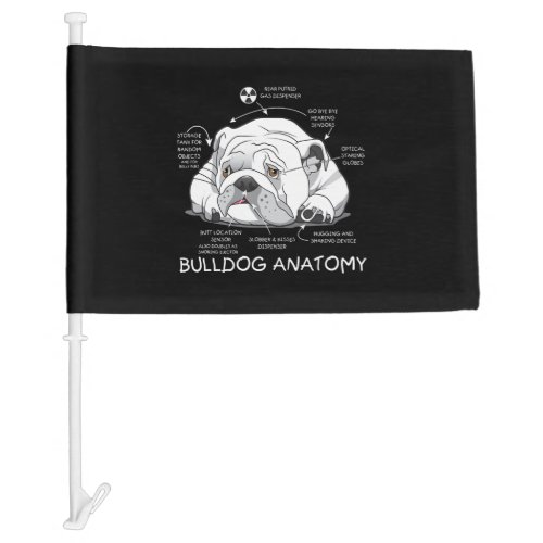 Funny Cute English Bulldog Anatomy Dog Biology Car Flag