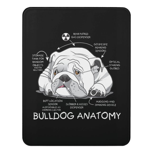 Funny Cute English Bulldog Anatomy Dog Biology Door Sign (Contemporary Vert)
