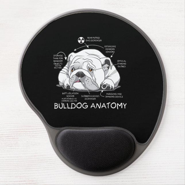 Funny Cute English Bulldog Anatomy Dog Biology Gel Mouse Pad (Front)