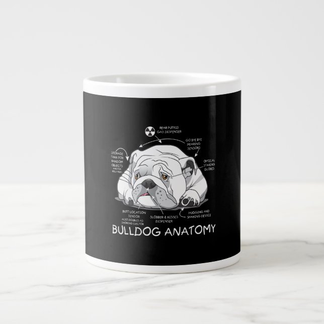 Funny Cute English Bulldog Anatomy Dog Biology Giant Coffee Mug (Front)