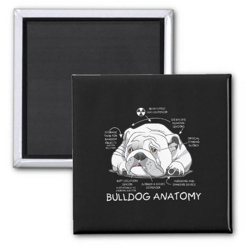 Funny Cute English Bulldog Anatomy Dog Biology Magnet