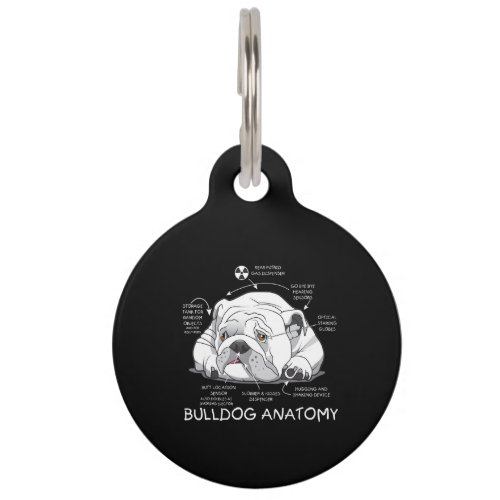 Funny Cute English Bulldog Anatomy Dog Biology Pet ID Tag