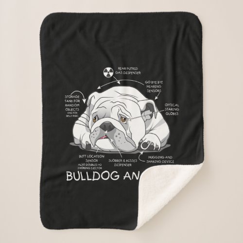 Funny Cute English Bulldog Anatomy Dog Biology Sherpa Blanket