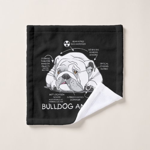 Funny Cute English Bulldog Anatomy Dog Biology Wash Cloth