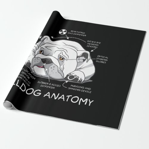 Funny Cute English Bulldog Anatomy Dog Biology Wrapping Paper